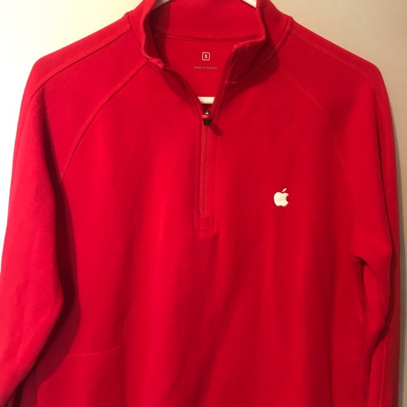 Apple MAC 1/4 zip Red Pullover Sweater Small - Picture 2 of 6